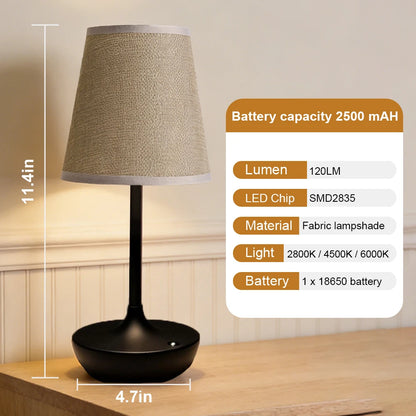 GGbingo Rechargeable LED Table Lamps Classic Desk Lamp Dimmable USB Fabric Lampshade Bedroom Bedside Desk Light Decoration