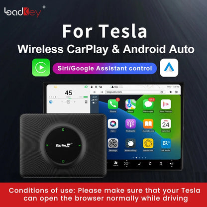 CarlinKit Wireless CarPlay Android Auto For Tesla Model 3 Model X Y Model S Auto Connect Siri Voice Assistant Spotify Waze 5G BT