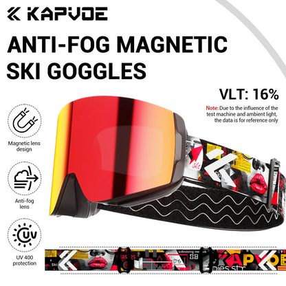 Kapvoe Snow Goggles Ski Snowboarding Skiing Sunglasses for Women Men Anti-Fog Lens UV400 Photochromic Glasses Motorcycle Glasses