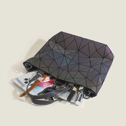 Luminous Spring and Summer New Women's Bag, Geometric Rhombus Bucket Bag, Fashionable and Versatile Handbag, Large Capacity Shoulder Crossbody Bag