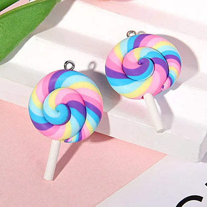 10pcs Cute Lollipops Pretend Play Food Pendants Crafts DIY Handmade Jewelry for Earring Necklace Keychain