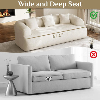 Oversized Sectional Sofa for Living Room, 91" + 76'' Modern Luxury Plush Chenille Extra Deep & Wide Seat Curved, Customized