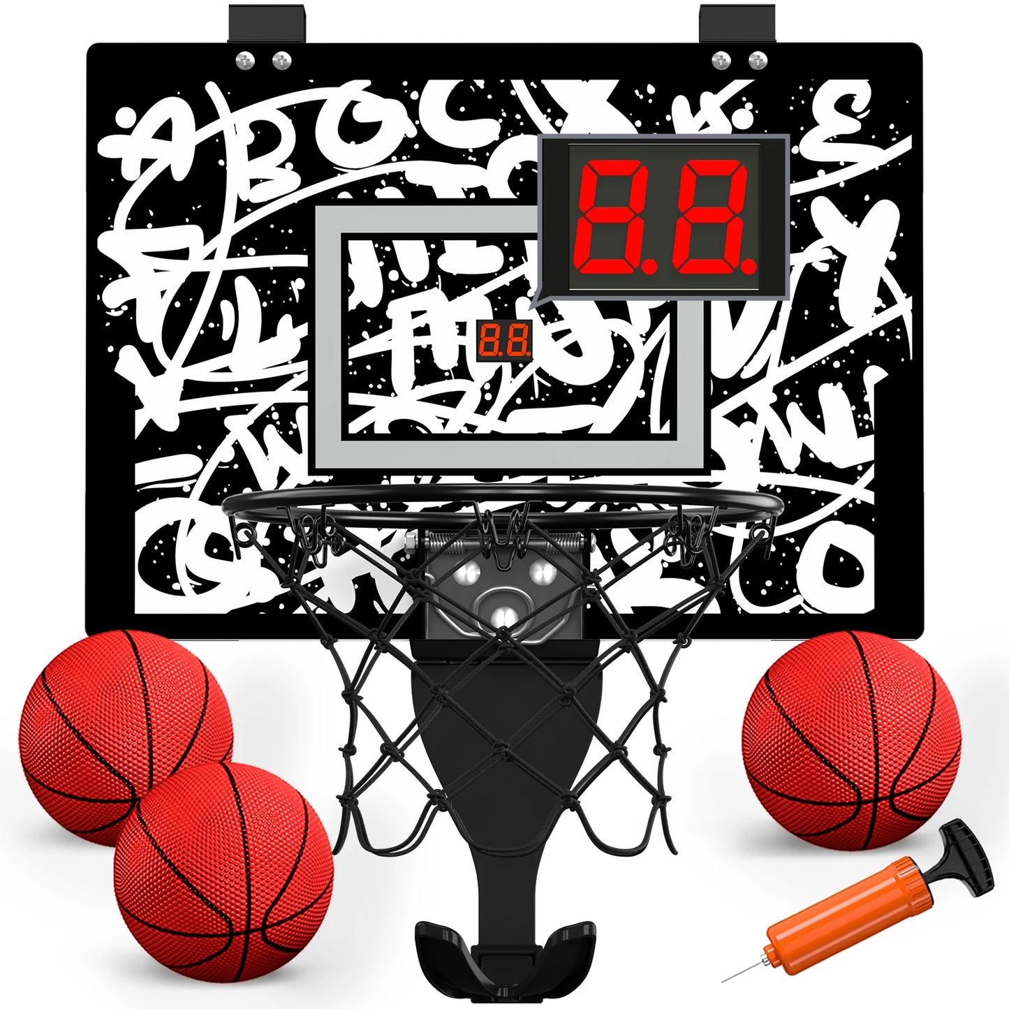 Indoor Outdoor Basketball Hoop for Kids, Mini Hoop with Scoreboard & 3 Balls, Basketball Toys Gifts for 3+ Year Old Boys Girls