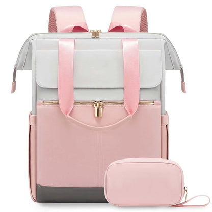 Cream Color Women Travel Laptop Backpack Large Capacity Multi-Piece Luggage Bag Simple Versatile Shoulder School Bag Travel Bags