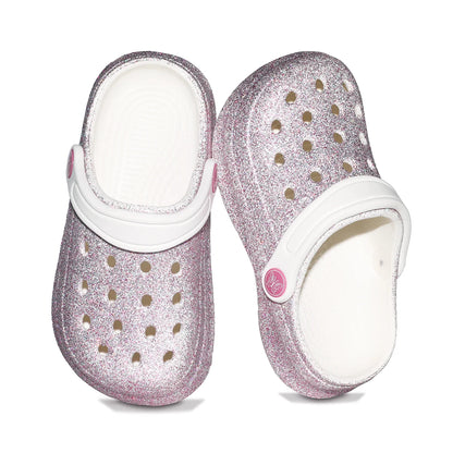 Kid's Glitter Clog and Mules, Lightweight EVA Garden Shoes, Non-Slip Sandals, Breathable Slip-On Shoes for Indoor Outdoor 168