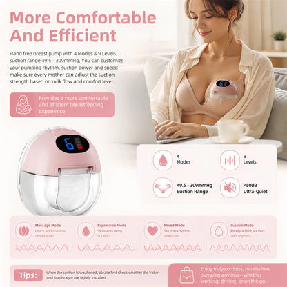 Wearable Wireless Hands Free Electric Breast Pump, New Upgraded Breast Massage Lactation Pump, BPA-Free Breastfeeding Milk Pump