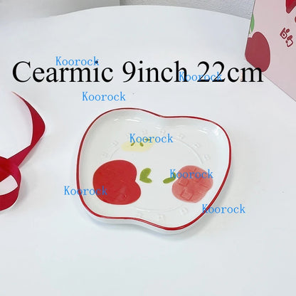 20cm Jucaica Rosh Hashanah Apple Honey Dish, Ceramic Dessert Plate with Honey Jar, Jewish New Year tableware  Shana Tova