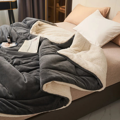 Flannel Sherpa Reversible Blanket, One Side Soft Flannel Other Side Cozy Sherpa Fleece, Lightweight Warm Throw for Sofa Travel