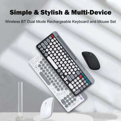 Dual-mode Wireless Keyboard & Mice Combo 2.4G Bluetooth 5.0 Membrane Keyboards BT 3-Channels Rechargeable Key Board Mouse for PC