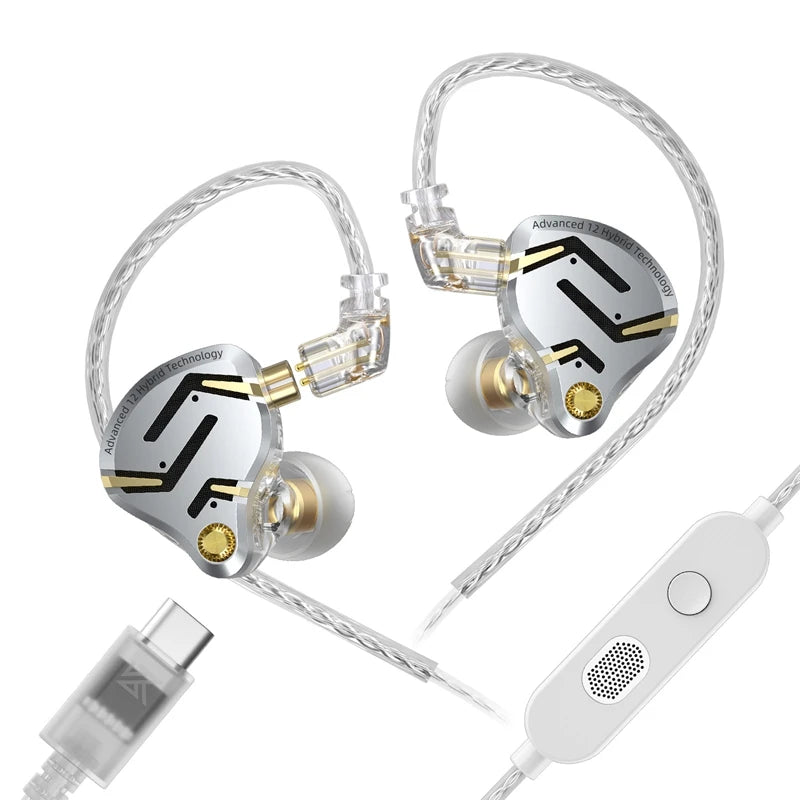 KZ ZS12 Pro 2 Flagship-Grade HiFi IEM Earphones Ultra-Linear 1DD+5BA Hybrid Driver Clarity Sound Wired Headphones Detachable Cable Ergonomic Gaming Earbuds