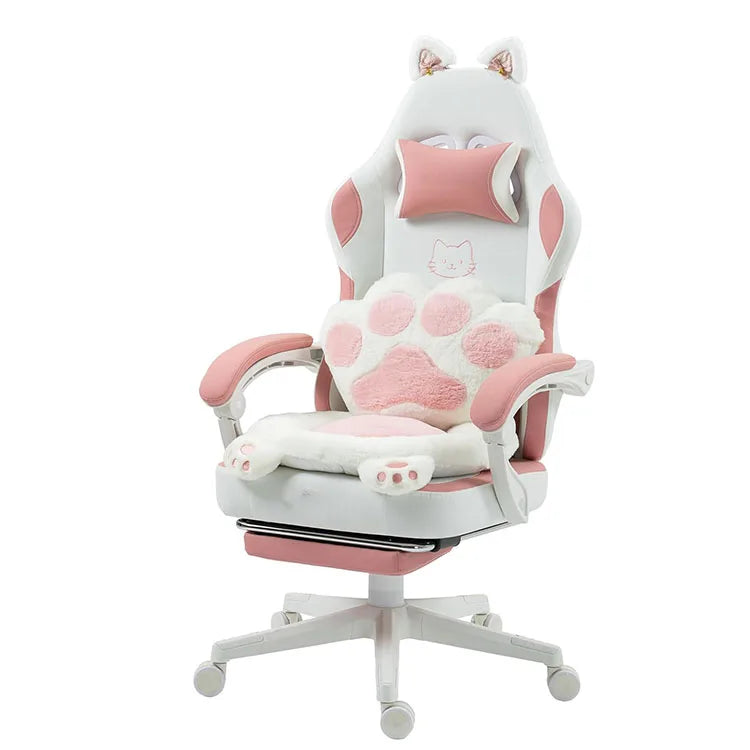 Gaming Chair for Adults Ergonomic Reclining Computer Chair with Lumbar Support and Headrest RGB LED Lights Cat Ears Design