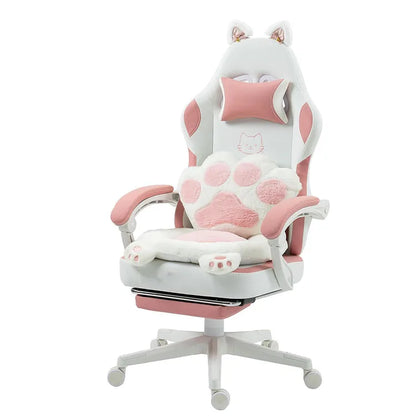 Gaming Chair for Adults Ergonomic Reclining Computer Chair with Lumbar Support and Headrest RGB LED Lights Cat Ears Design