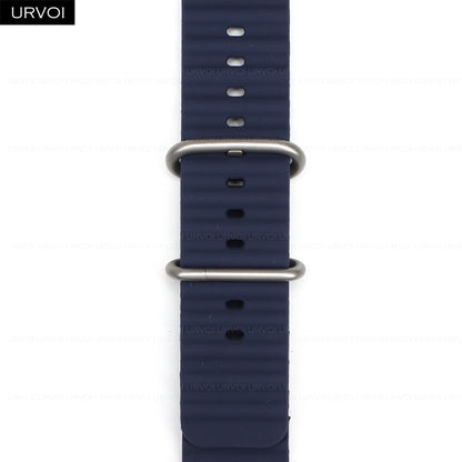 URVOI Ocean Band for Apple Watch Ultra 4 3 2 Strap Series 12 11 10 SE Sport Band for iWatch Silicone Wristband Black Buckle 49mm