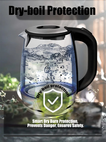Sonifer 1.7L Glass Electric Kettle SF-2079, 2200W Fast Boil, Cordless, Blue LED Light, Auto Shut-Off, Dry Boil Protection