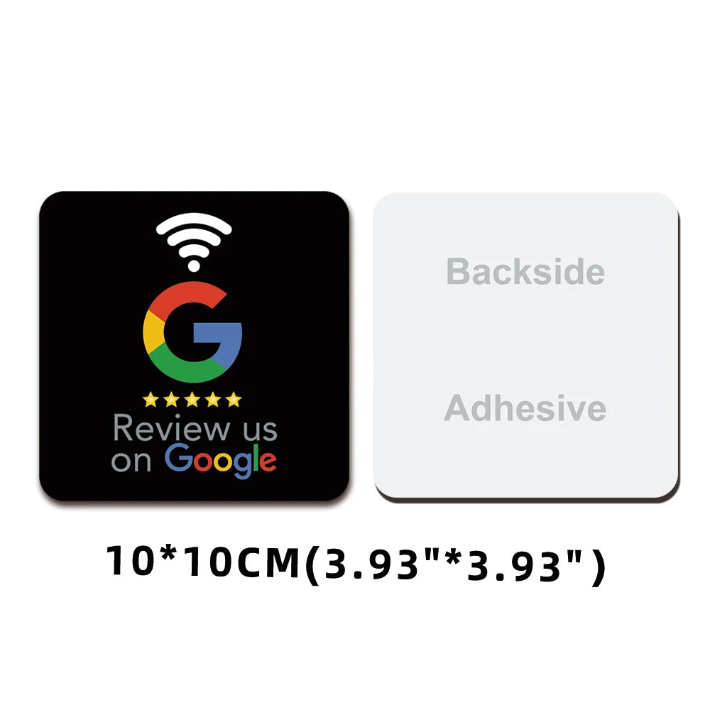 NFC Station table Tag 13.56Mhz programmable Compatible Google Review Card NFC Reviews display bending Card Acrylic Table Sticker