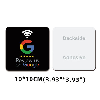 NFC Station table Tag 13.56Mhz programmable Compatible Google Review Card NFC Reviews display bending Card Acrylic Table Sticker