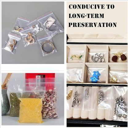 100-1000Pcs Small Zip Lock Plastic Bags Transparent Plastic Clear Storage Bag Jewelry Food Packing Reclosable Zipper Sealing Bag