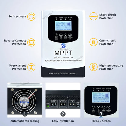 MPPT 0-80A 7680W Solar Battery Charge Controller 230VDC PV System Charger Regulator Ship From Brazil EU For 12V 24V 48V 60V 72V