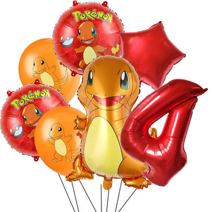 7Pcs/Set Pokemon Balloon Set Pikachu Charmander Cartoon Aluminum Foil Balloons Party Decoration Props Toy Anime Birthday Party