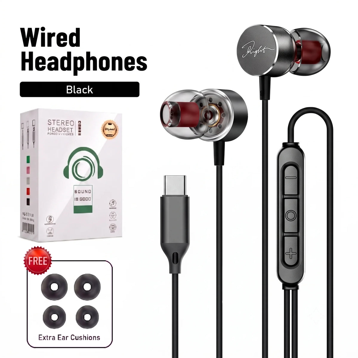 Wired Earphones 9D Surround Sound Type C Headphones Volume Control Headset With HD Mic Earbuds For iPhone 17 Pro Samsung Galaxy