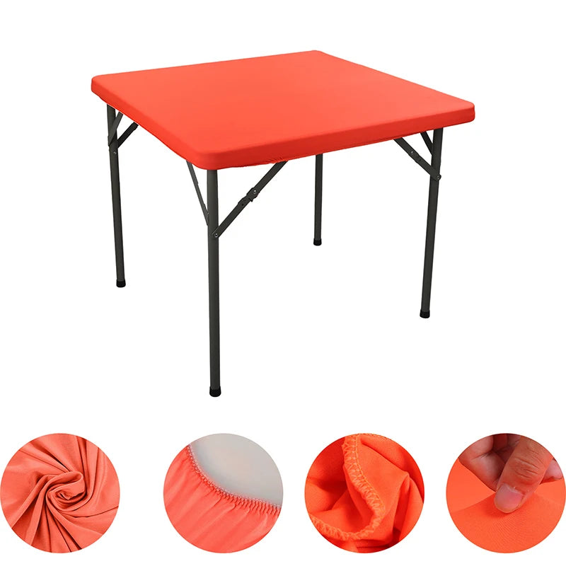 Square Elastic Edge Fitted Table Cover Outdoor Camping Picnic Tablecloth Wedding Banquet Cocktail Party Decor Table Cloth