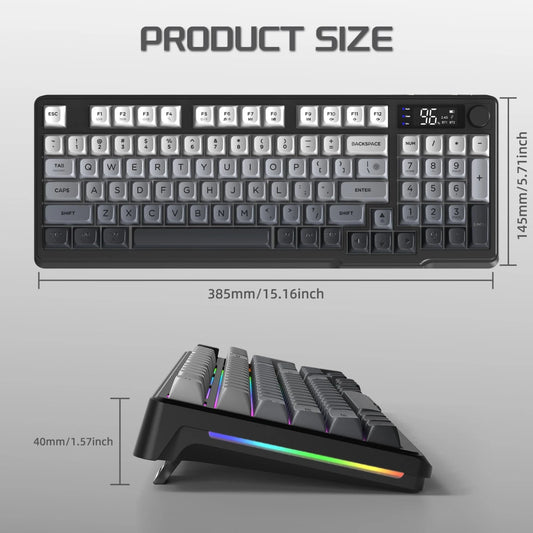 M96 Wireless Keyboard and Mouse Set, Bluetooth&2.4G, Smart Screen, 96 Keys, RGB, Silent Keyboard Mouse Combo