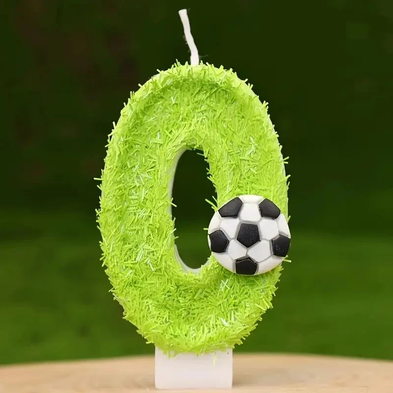 New 0-9 Number Birthday Candles Original Green Silk Football Birthday Cake Digital Party Anniversary Candle