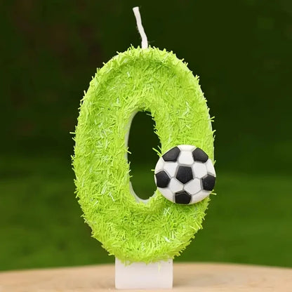 New 0-9 Number Birthday Candles Original Green Silk Football Birthday Cake Digital Party Anniversary Candle