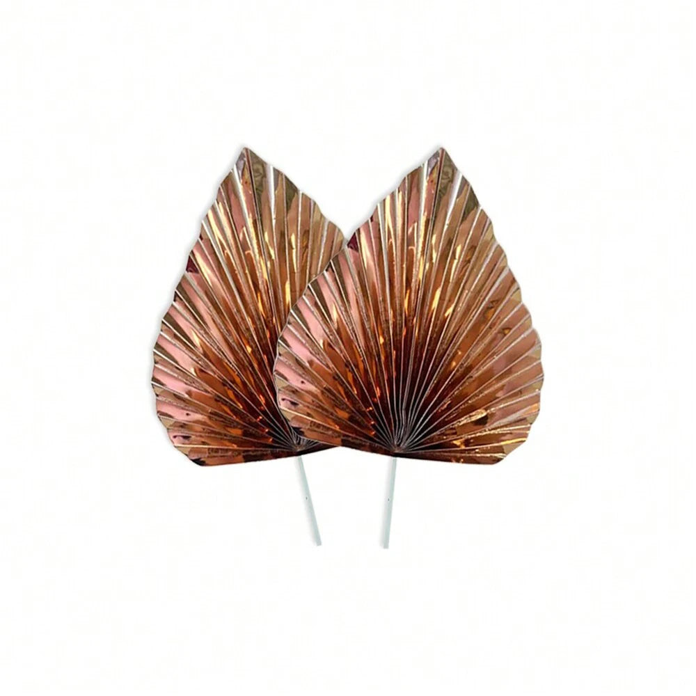 2PCS Happy Birthday Cake Toppers Glittery Palm Spear Gold Silver Folding Fan DIY Kids Party Cake Topper Wedding Decoration