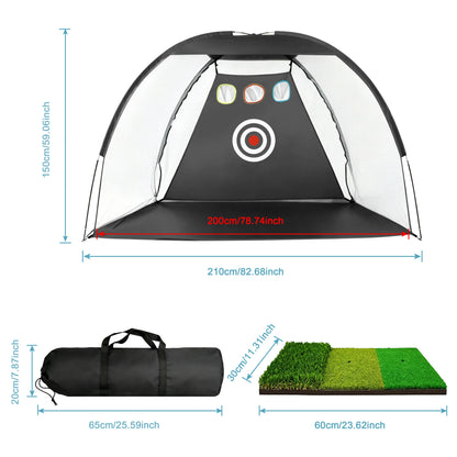 6.6ft×4.6ft Golf Practice Net with Hitting Mat, Home Backyard Driving Chipping Swing Training Aid for Golfers