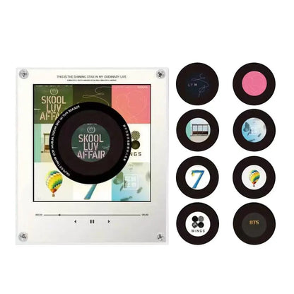 Transparent Acrylic NFC Music Rotating Disc Magnetic Refrigerator Sticker Luminous Night Light Sensor Automatic Player Gifts