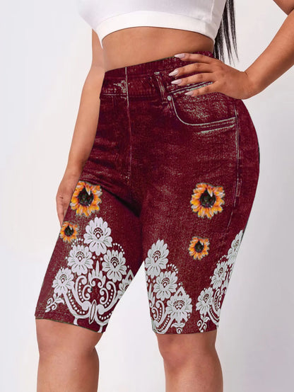 Jeans Look Leggings Women High Waist Plus Size Skinny Shorts Super Elastic Cool Summer Jogging Pants