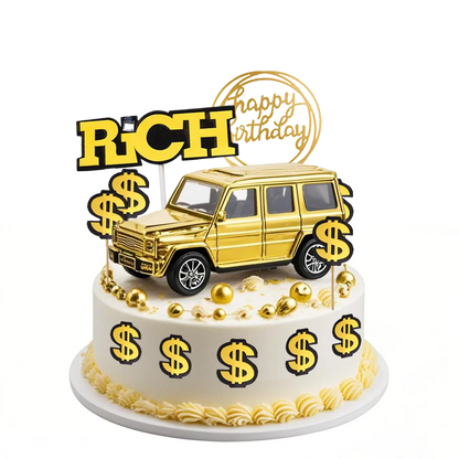 Dollar Cake Topper Car Figurine Money Cake Decorations For Richman Birthday Party Supplies Rich Money Dollar Theme Party Decors