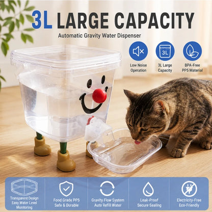 Pet Water Fountain Automatic Gravity Water Dispenser 3L Large Capacity Water Bowl for Cats Dogs Wireless Pet Drinker