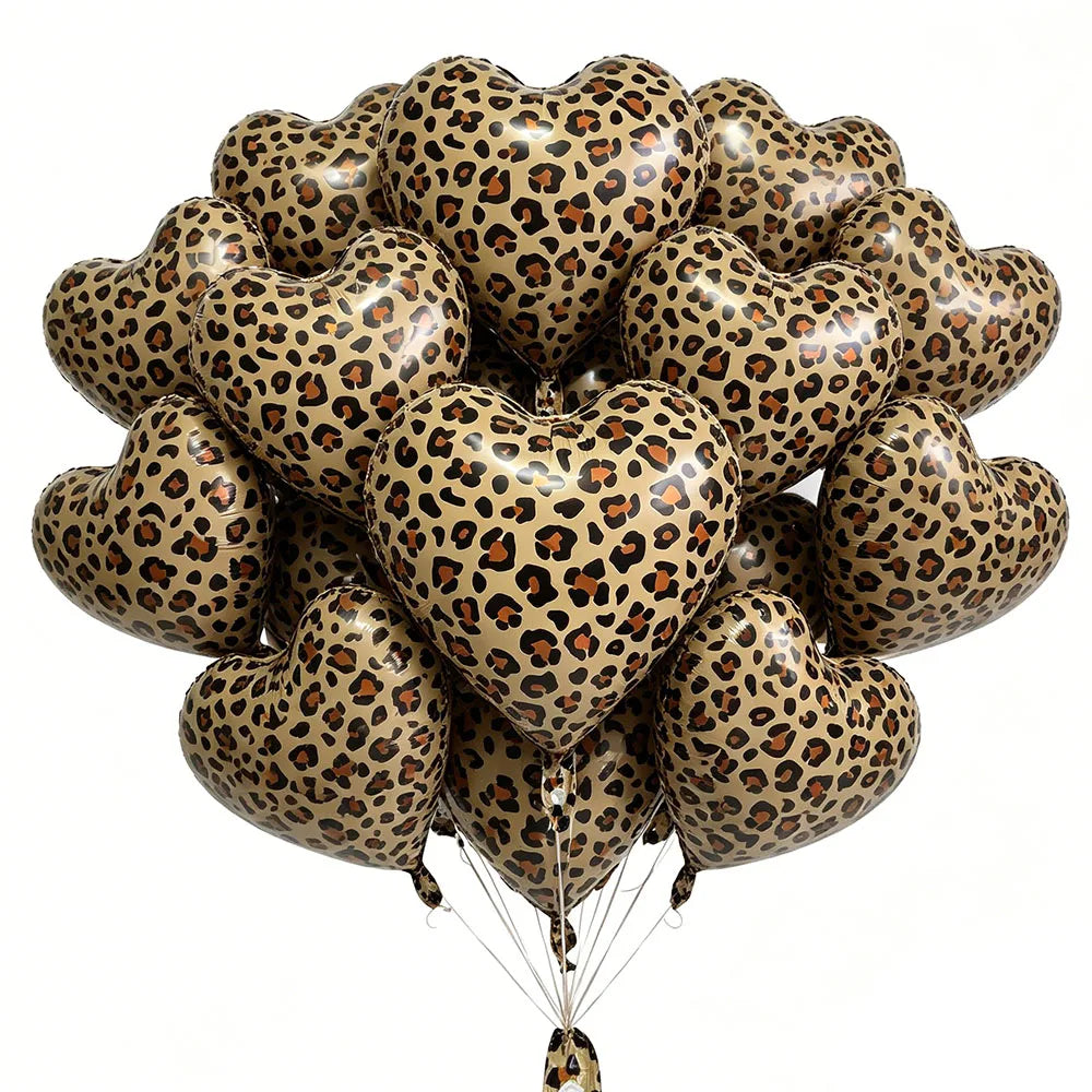 5/10/30/40/50/100Pcs Leopard Print Heart Balloons 18Inch Heart Shaped Foil Balloons Wedding Bridal Shower Birthday Party Supplie