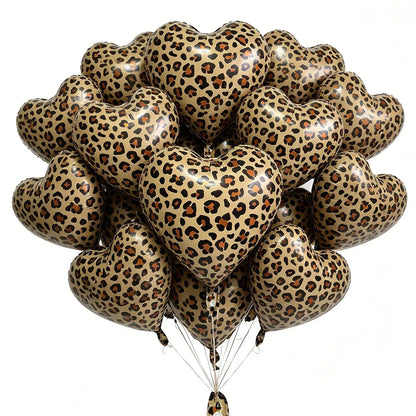 5/10/30/40/50/100Pcs Leopard Print Heart Balloons 18Inch Heart Shaped Foil Balloons Wedding Bridal Shower Birthday Party Supplie