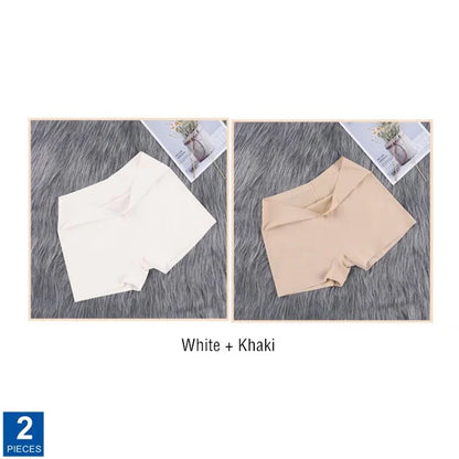 2Pcs Women Ice Silk Boxer Panties Cotton Crotch Antibacterial Underpants Sexy Seamless Safety Pants Thin Fast Dry Underwear