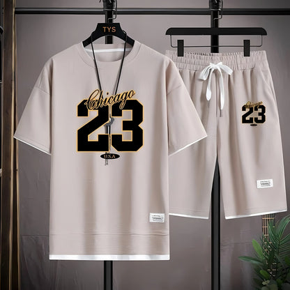 The 2025 summer new men's set features street fashion casual comfort softness breathability and 3D digital pattern printing