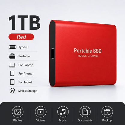 Space Efficient External Hard Drive 2TB Portable Mobile Hard Disk for Family Daily Photo Saveing PC Laptop