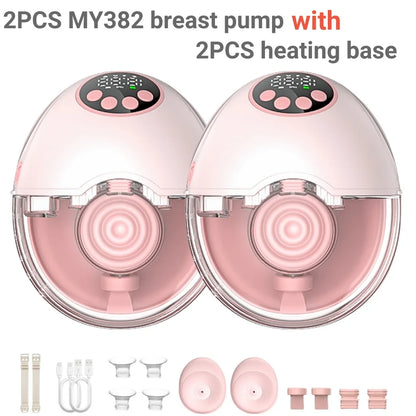 Upgrade Breast Pump Electric Handsfree BPA Free With Heating &UV Sterilize Lid Optional Silent Wireless Wearable Breastmilk Pump