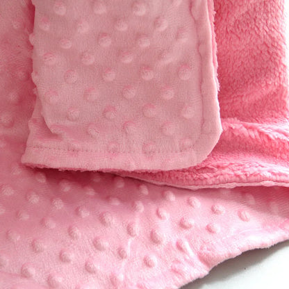 Newborn Baby Blanket Warm Fleece Thermal Soft Stroller Sleep Cover White Pink Beanie Infant Bedding Swaddle Wrap Kids Bath Towel