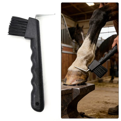 2 Pcs Horse Hoof Pick with Brush Non-Slip Handle Horse Hoof Cleaner Tool Equestrian Grooming Supplies 3 Colors Available