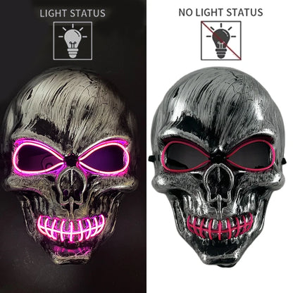 Evil Skull Mask Halloween Carnival Masquerade Haunted House Scary Decoration Cosplay Skeleton Scary Theme Party Light Up Mask