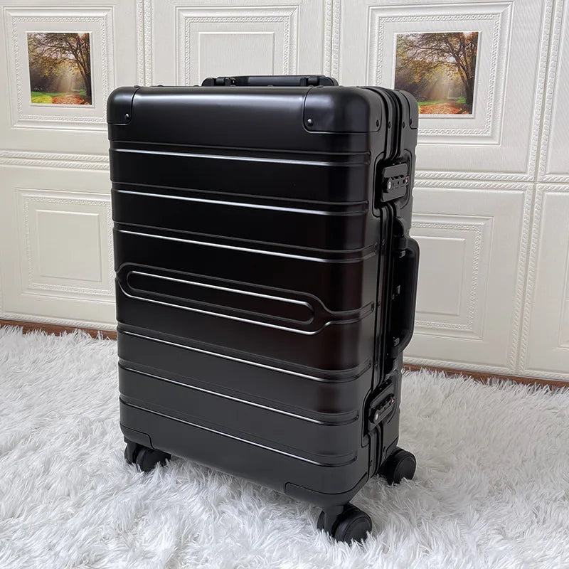 KLQDZMS 20 Inch Portable All Aluminum Magnesium Alloy Cabin Luggage Bag Female 24 Inch Password Travel Suitcase Student Fashion