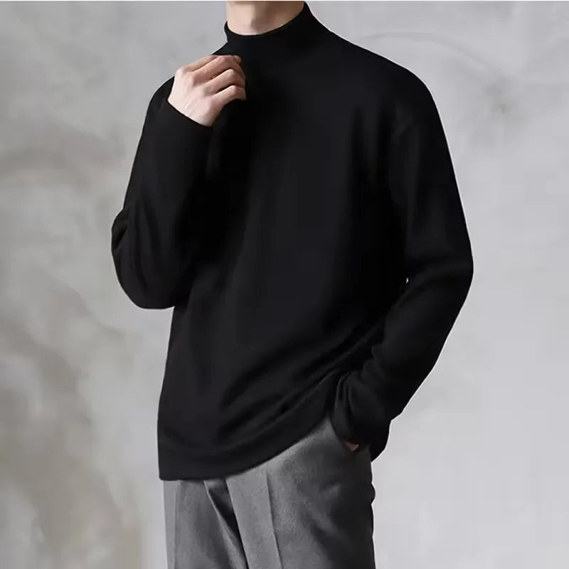Men's Thermal Turtleneck Long Sleeve Shirt Fleece Lined Warm Loose Fit Casual Pullover Soft Basic Top Autumn Winter.