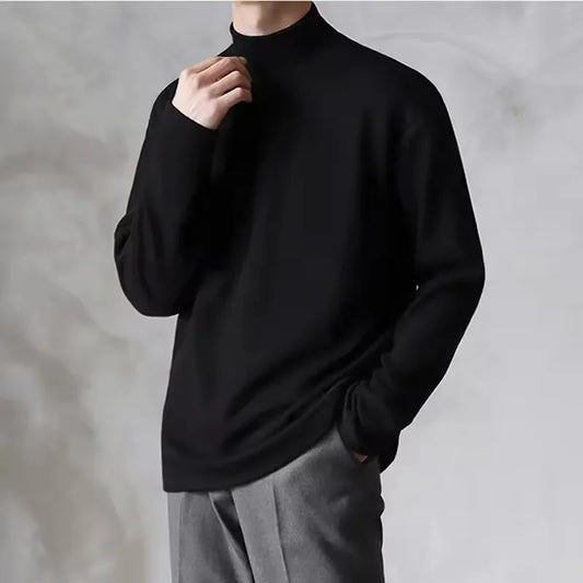 Men's Thermal Turtleneck Long Sleeve Shirt Fleece Lined Warm Loose Fit Casual Pullover Soft Basic Top Autumn Winter.