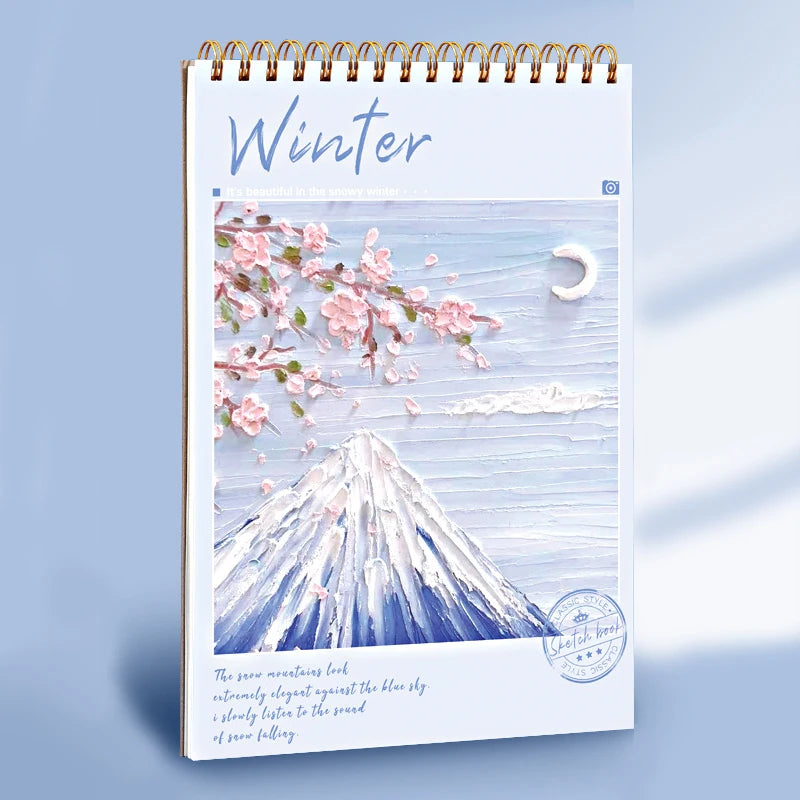 A4 Sketchbook 160 GSM 60 Sheets Drawing Paper Art Book for Artist Watercolor Oil Painting Stationery Students School Supplies
