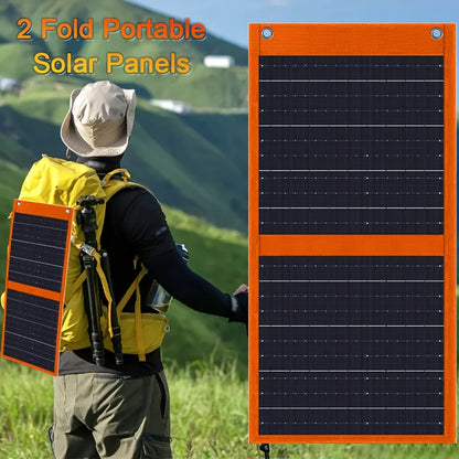 Backpack Carry Portable Foldable Waterproof Solar Charger 25W 100W Dual USB Solar Panel Power Supply Outdoor Camping Emergency