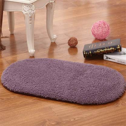 Non Slip Oval For Shower Room Toilet Bathtub Shaggy Water Absorption Bathroom Rugs Doormat Floor Carpet Bath Mat