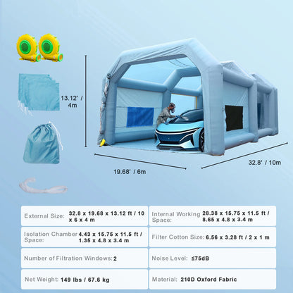 SucceBuy Inflatable Paint Booth with Blowers Inflatable Spray Booth Powerful Spray BoothCar Paint Tent Air Filter System